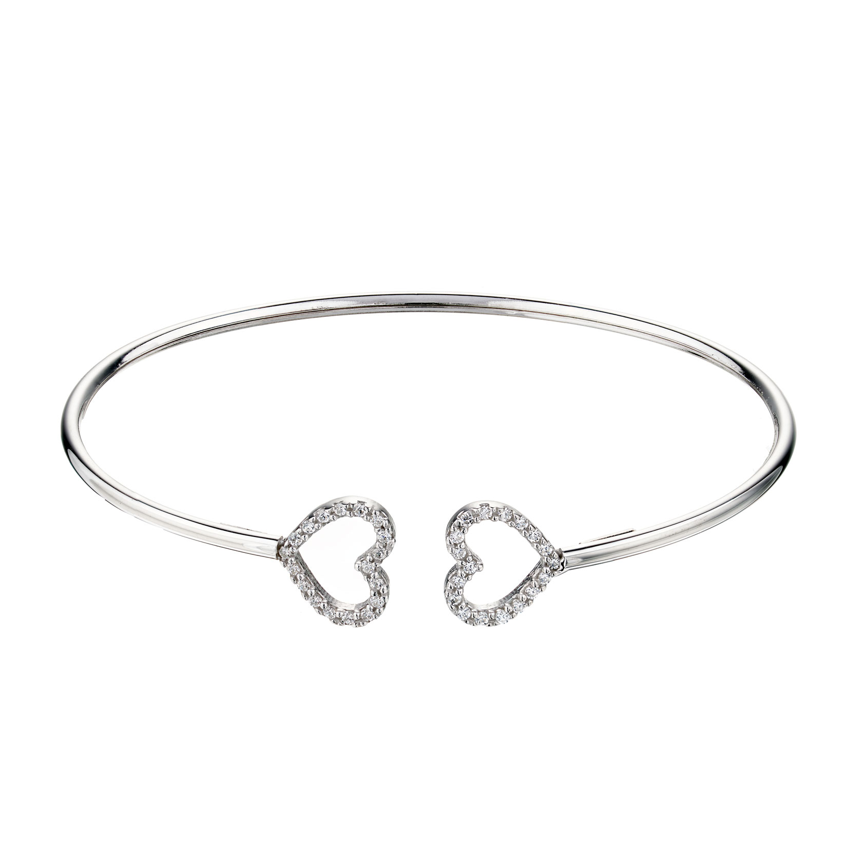 Silver Cubic Zirconia Center Torque Bangle