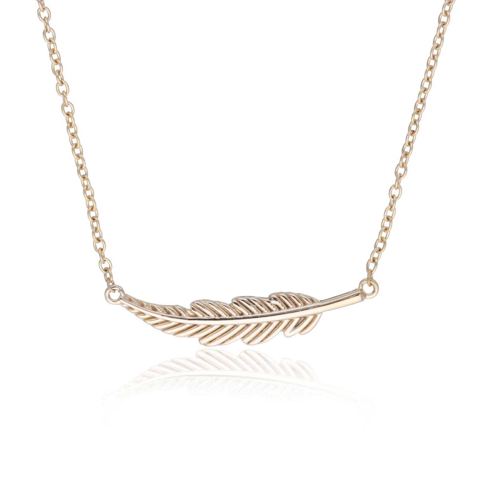 Sterling Silver Yellow Gold Plated Feather Necklace