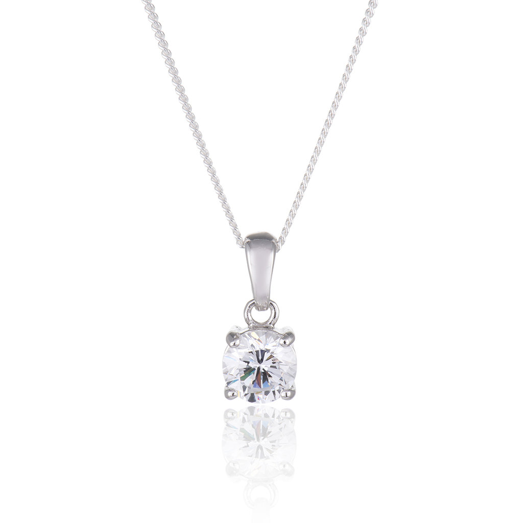 Silver Sensible Lower Cubic Zirconia Solitaire Pendant