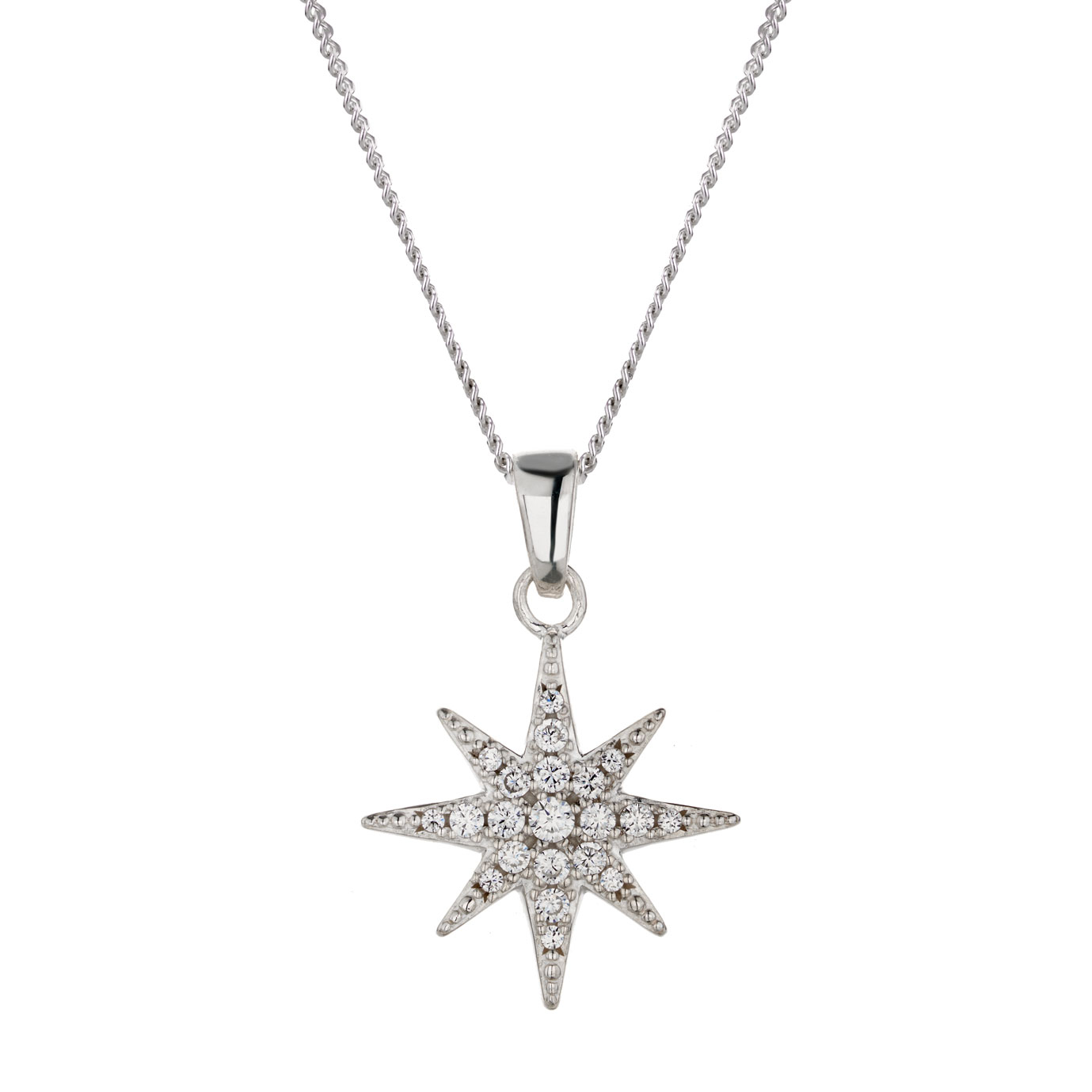 Silver Cubic Zirconia Superstar Pendant