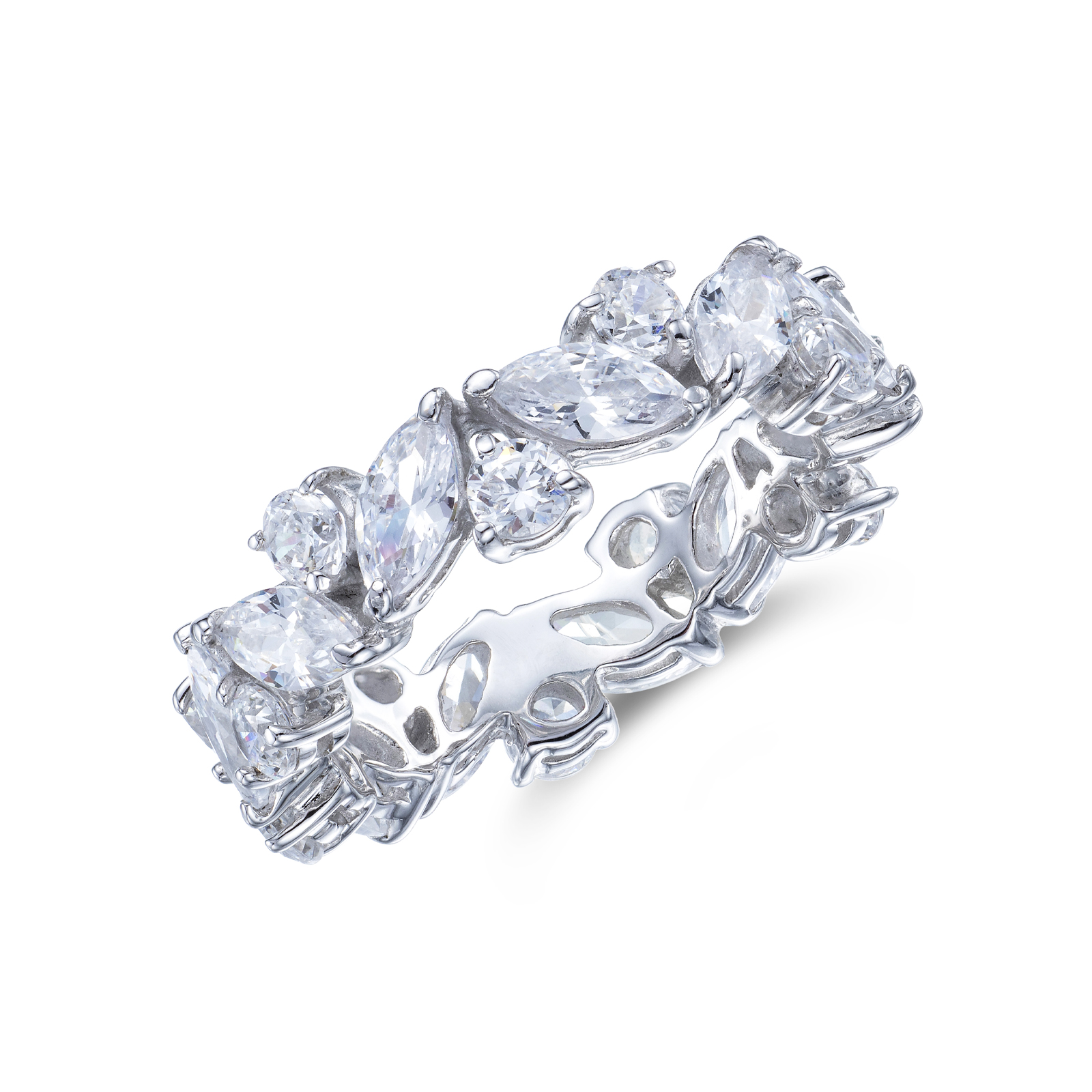 Silver Combine Reduce Cubic Zirconia Ring