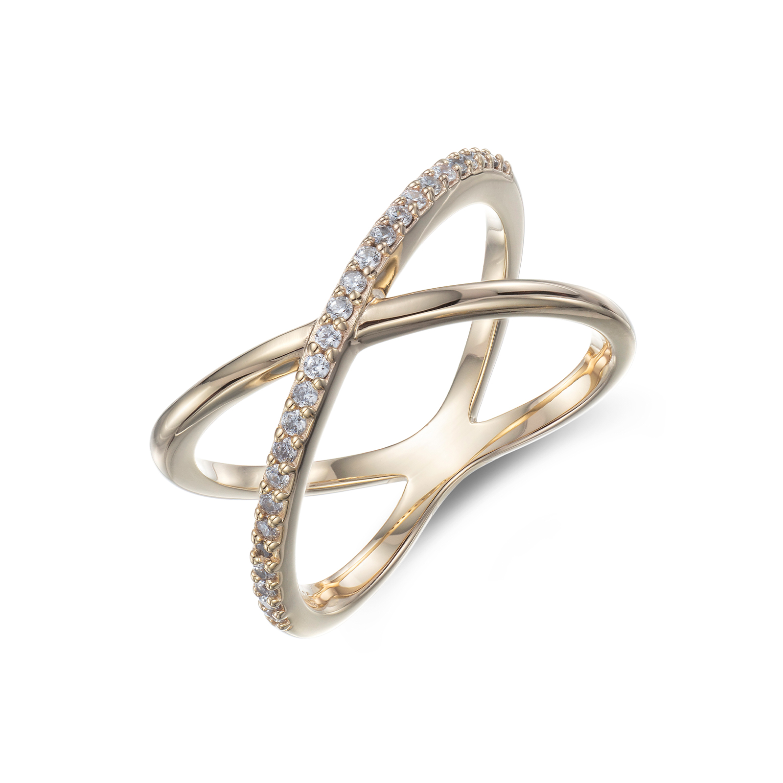 Silver 3 Micron Plated Cubic Zirconia Pass Over Ring