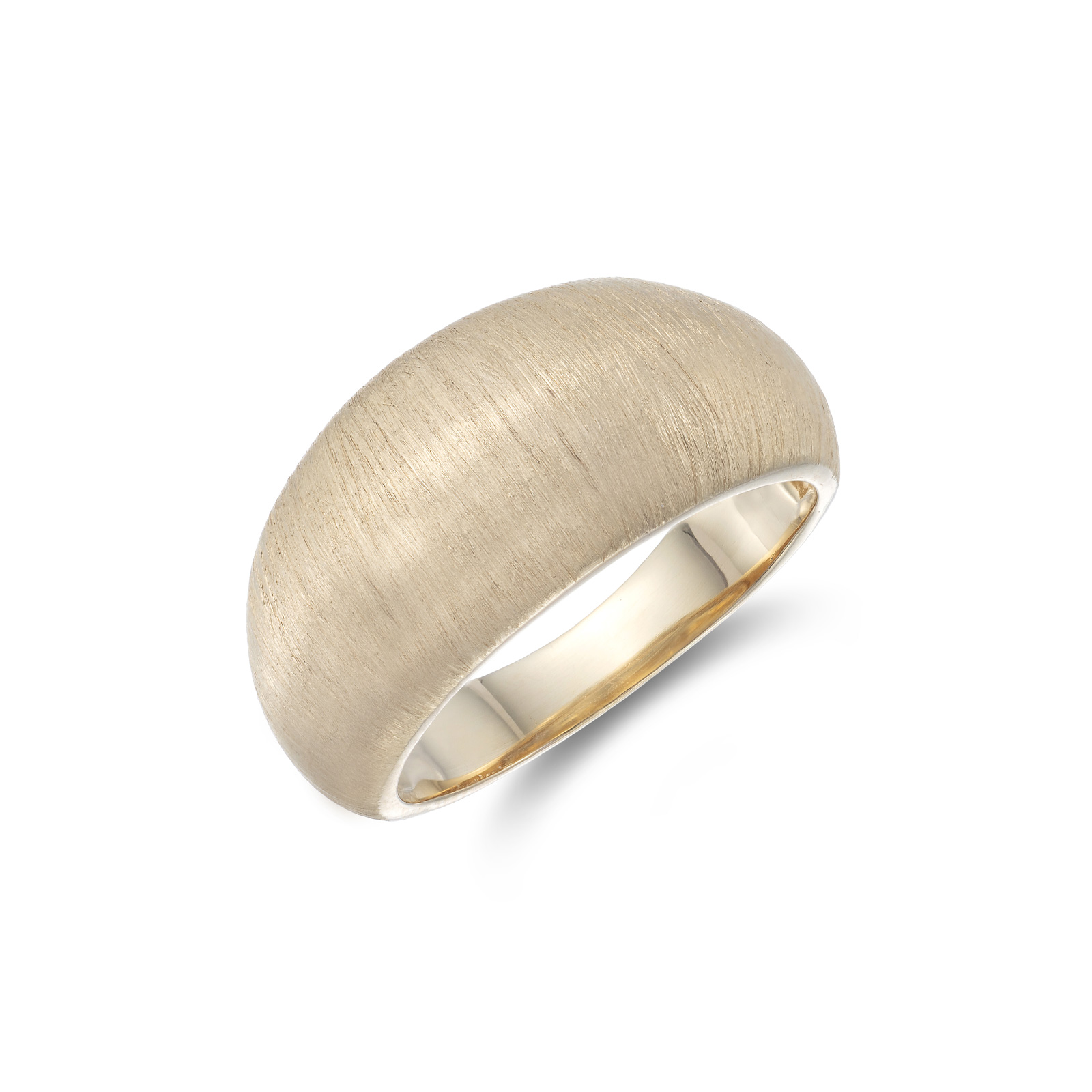 Silver 3 Micron Plated Cubic Zirconia Brushed Domed Ring