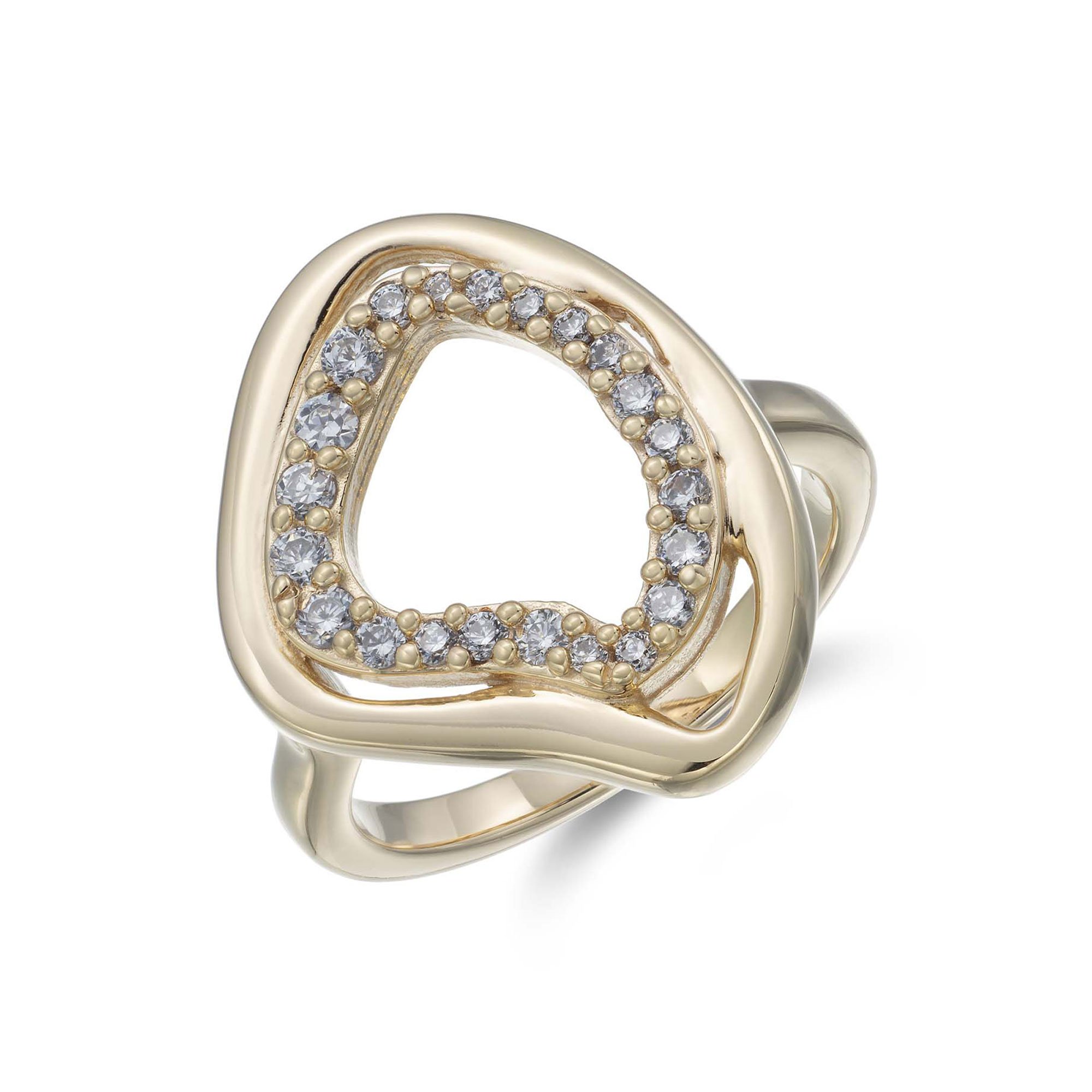 Silver 3 Micron Plated Cubic Zirconia Open Summary Ring