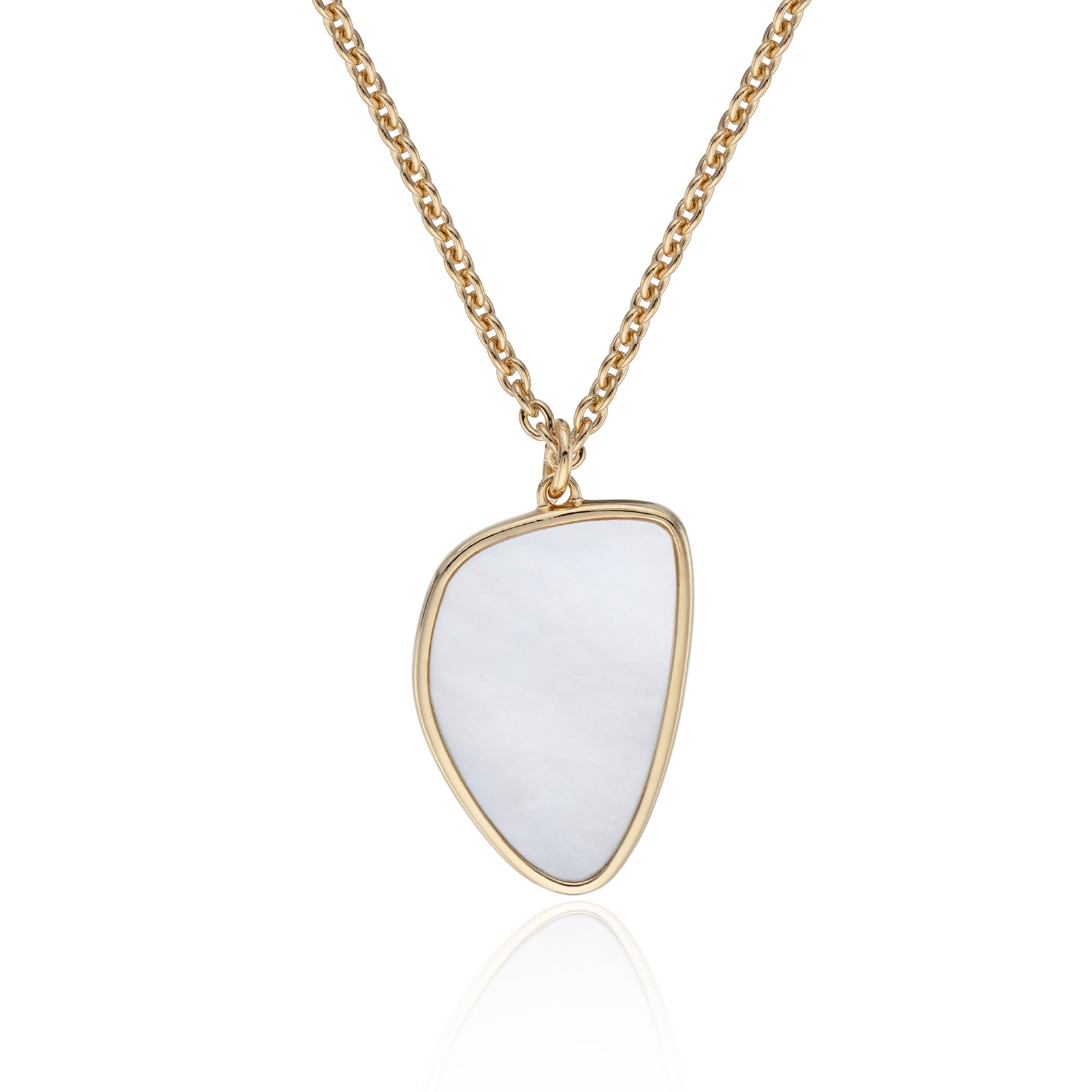 Yellow Gold Plated Mom Of Pearl Summary Pendant