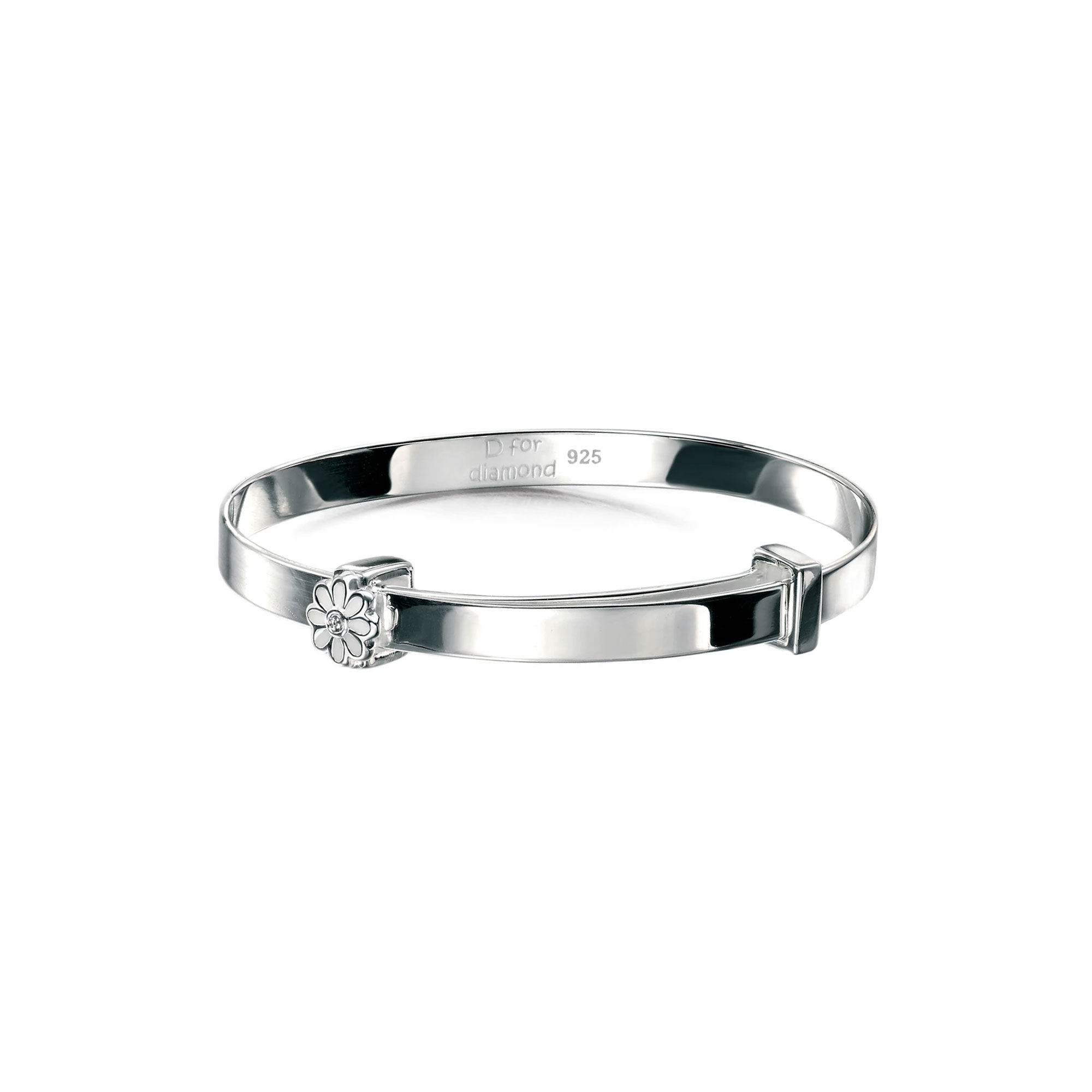 D For Diamond Silver Diamond Set Daisy Child Bangle
