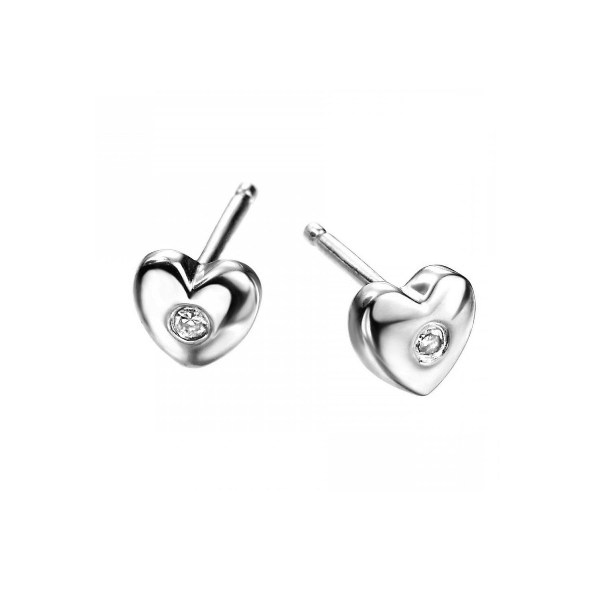 Silver Diamond Center Stud Earrings
