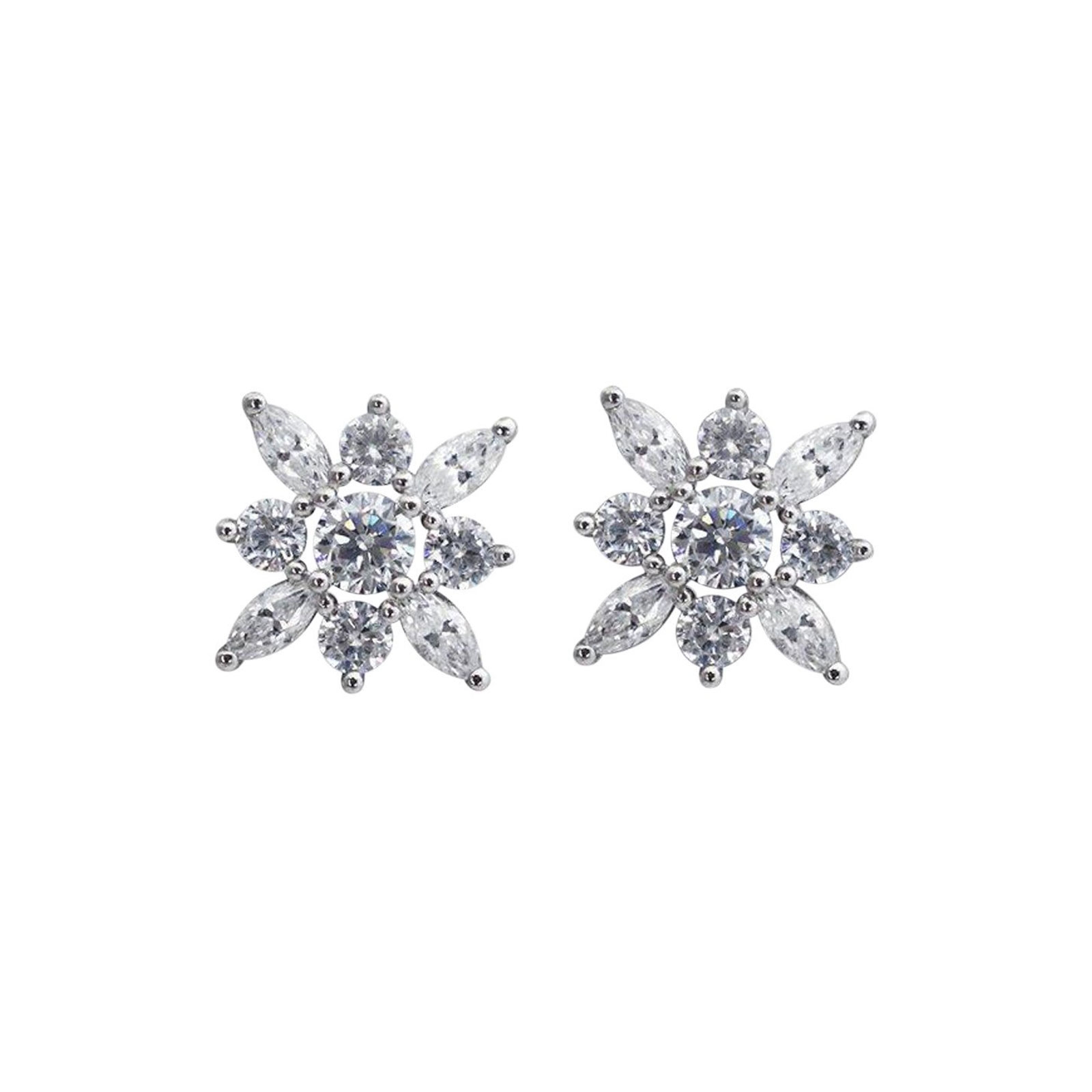 Carat* London Camelia Spherical Good and Marquise Flower Stud Earrings CE925W-SNOW