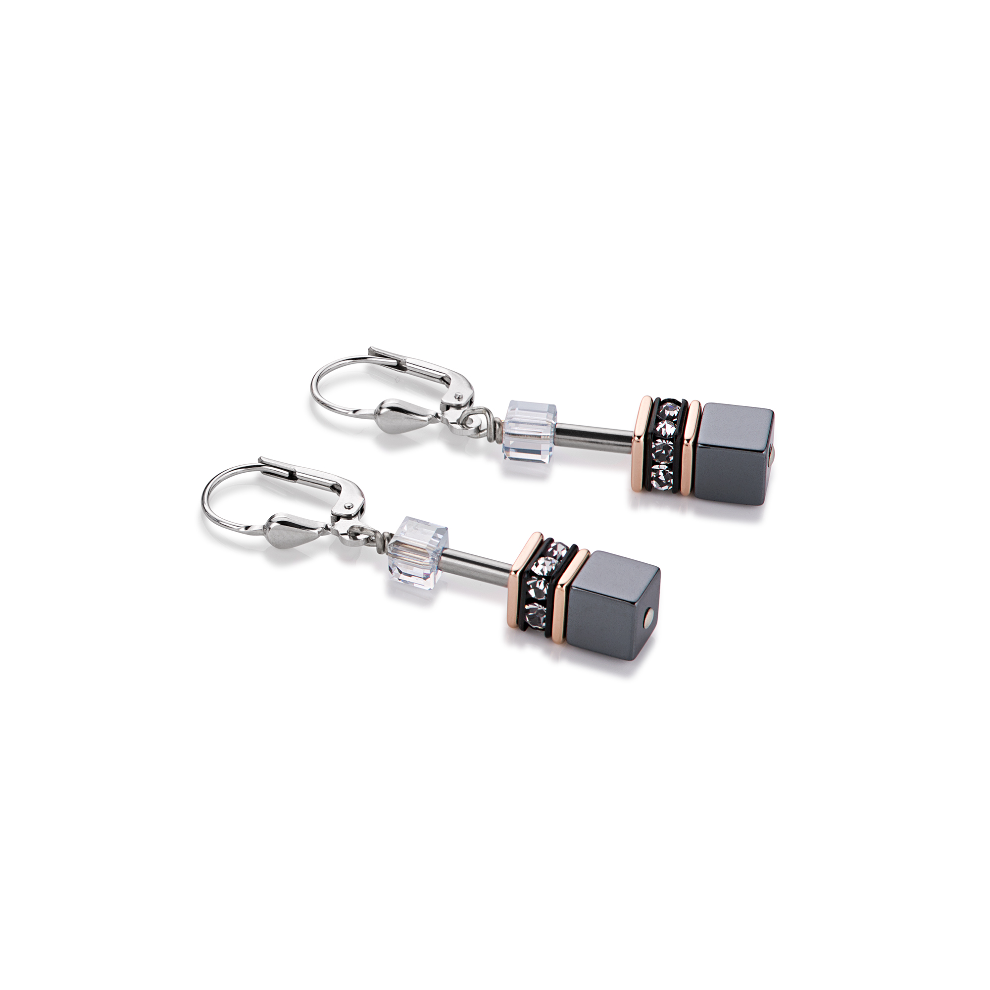 Coeur De Lion Geocube Gray Crystal Drop Earrings 4015/20-0730
