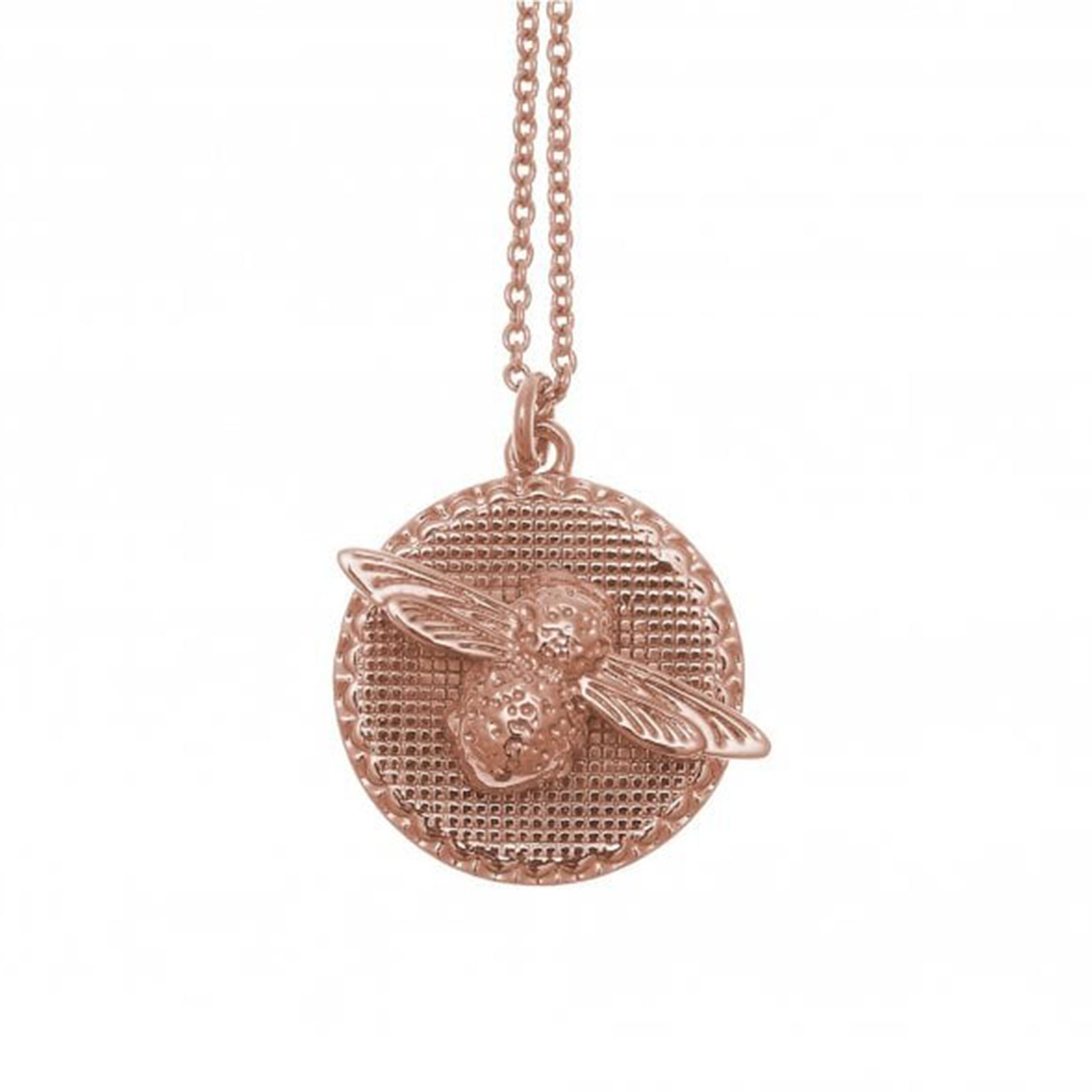 Olivia Burton 3-D Bee Moulded Coin Womens Necklace OBJ16AMN09 Rose Gold