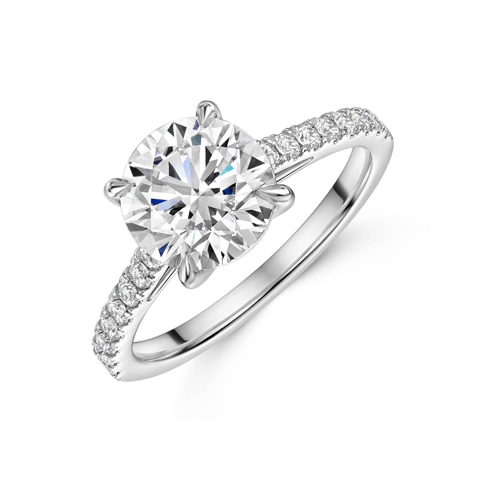 Platinum Lab Grown 2.00ct Spherical Good Diamond Shoulders 2.25tw