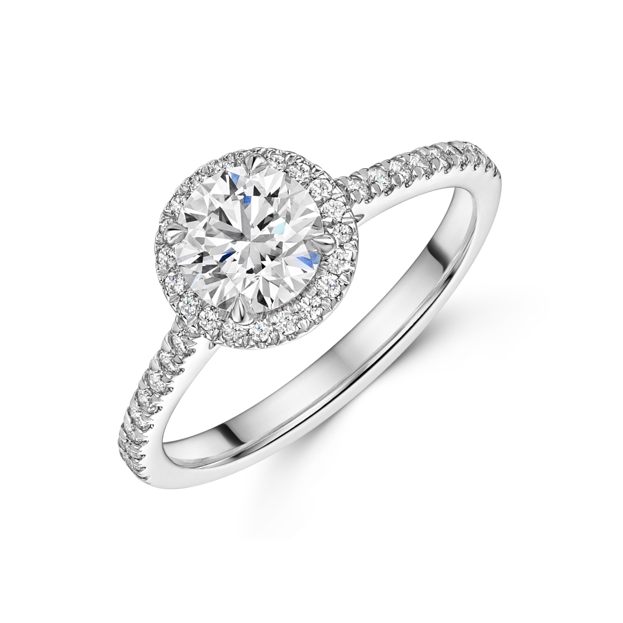 Platinum Lab Grown 1.00ct Spherical Sensible Diamond Halo Shoulders 1.25tw