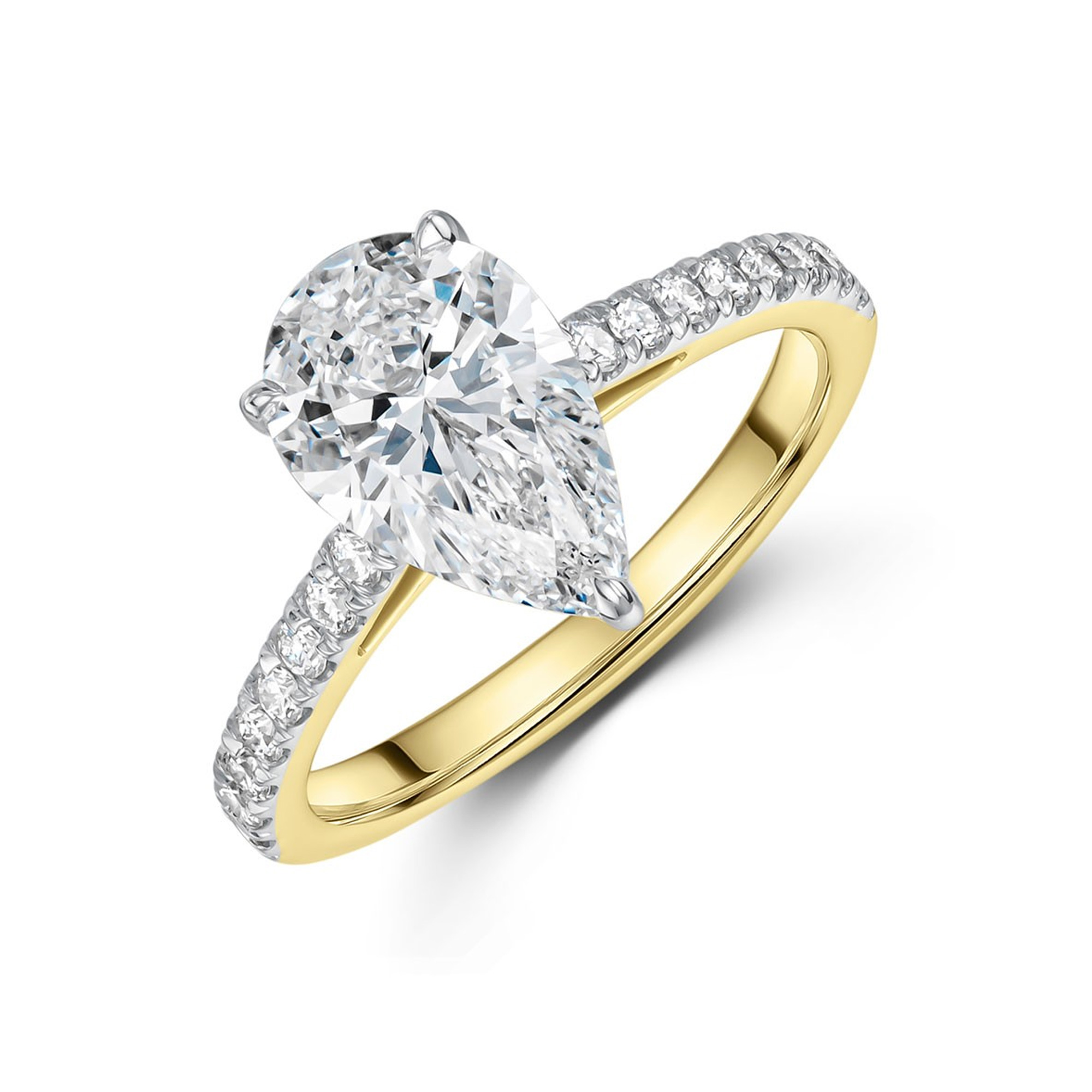 18ct Yellow Gold Pear Reduce 2.25ct Lab Grown Diamond Solitaire