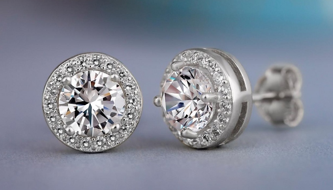 Cubic Zirconia Stud Earrings - 2 Kinds, 3 Colors