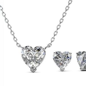 1 or 2-Pack Cubic Zirconia Center Pendant & Earrings Set – 3 Choices!