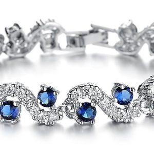 1 or 2 Blue Simulated Sapphire Bracelet made with Crystals from Swarovski