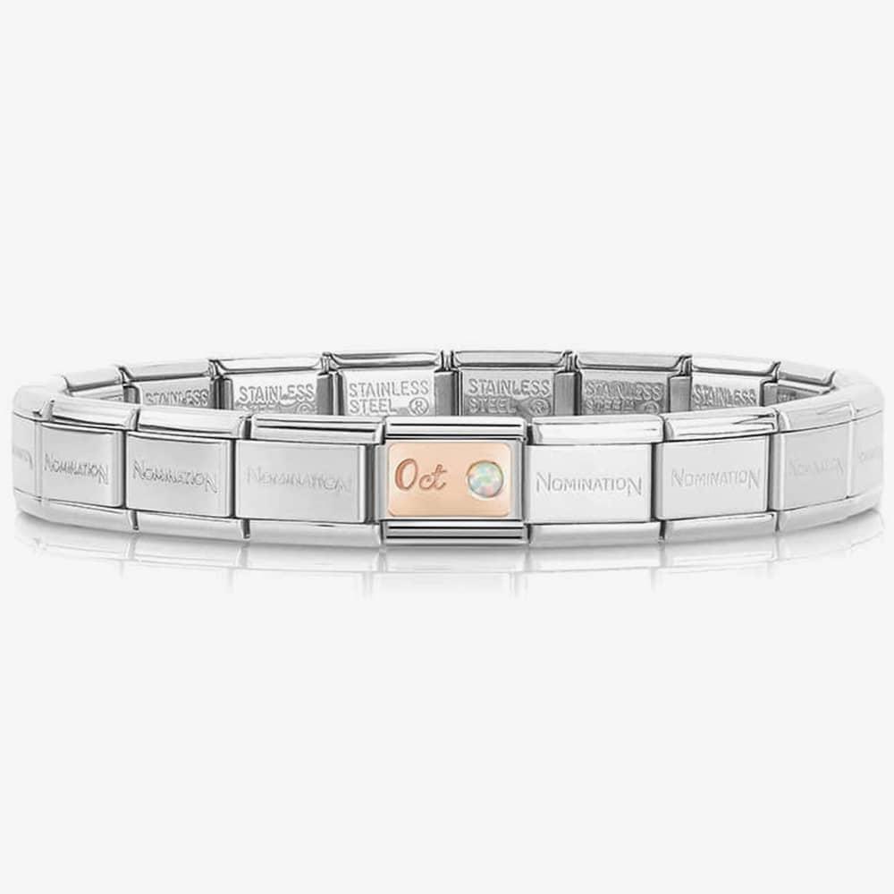 Nomination CLASSIC Rose Gold & Silver October White Opal Bracelet 430508/10