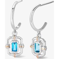 Clogau Silver & 9ct Rose Gold Enchanted Gateways Swiss Blue Topaz Hoop Earrings 3SEGW0730