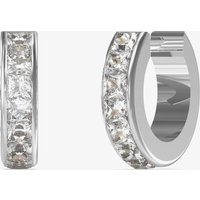 Guess Huggie Me Silver Tone Crystal Hoop Earrings UBE03134RH