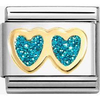 Nomination CLASSIC Double Turquois Glitter Heart Charm 030220/12