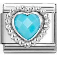 Nomination CLASSIC Silvershine Turquoise Faceted Heart Beaded Setting Charm 330605/039
