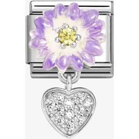 Nomination CLASSIC Silvershine Purple Flower Heart Dropper Charm 331814/10