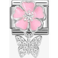 Nomination CLASSIC Silvershine Pink Flower Butterfly Dropper Charm 331814/02
