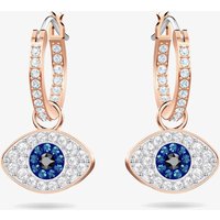 Swarovski Duo Rose Gold Tone Blue Evil Eye Hoop Earrings 5425857