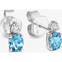 Tivon 18ct White Gold Oval Aquamarine & Diamond Stud Earrings EW-0520-SAQ