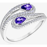 Sterling Silver Two-Colour Crystal Crossover Ring (L) 8.84.9979 L