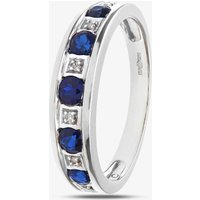 9ct White Gold Synthetic Sapphire & Diamond Half Eternity Ring PR10429W SA Q