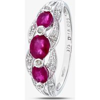 9ct White Gold Ruby Diamond Fancy Ring PR07340W RU P