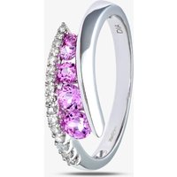 9ct White Gold Created Pink Topaz & 0.15ct Diamond Twist Ring PR07812W CRTD P.TPZ J