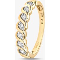 9ct Yellow Gold 0.10ct Diamond Swirl Part Eternity Ring PR07018Y N