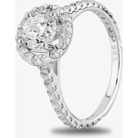 Starbright Silver Round Cubic Zirconia Halo Shouldered Ring R3578 3A (56)