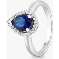 Starbright Sterling Silver Pear Shaped Cubic Zirconia Halo Ring THB-01R SAP-50