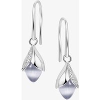 Fei Liu Magnolia Silver Cubic Zirconia Dropper Earrings  MAG-925R-202-CEGY