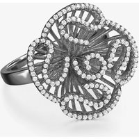 Fei Liu Cascade Sterling Silver Cubic Zirconia Black Flower Ring (M) CAS-925B-003-CZ00