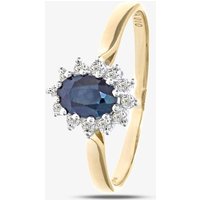 9ct Yellow Gold Sapphire & 0.10ct Diamond Halo Ring PR05244Y SA L
