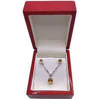 Simulated Oval Reduce Citrine Necklace & Earrings Set