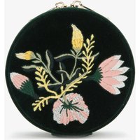 WOLF Zoe Travel Round Forest Green Floral Jewellery Box 393212