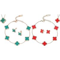 Clover Necklace and Bracelet- Loose Earrings! – 4 Colors