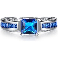 Blue Created Sapphire Ring & Earring Set – 4 Sizes
