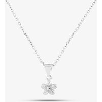 Silver Cubic Zirconia Textured Flower Pendant E610851-P