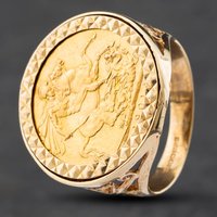 Pre-Owned 9ct Yellow Gold 1901 Full Sovereign Coin Ring 41201080BND
