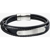 Fred Bennett Black Leather Multi Strand ID Bracelet B5282