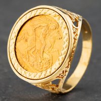 Pre-Owned 9ct Yellow Gold Half Soverign 1913 Coin Ring 41201031BND