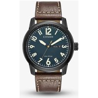Citizen Mens Chandler Military Brown Leather Strap Watch BM8478-01L