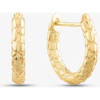 9ct Yellow Gold Snake Skin Textured Huggie Hoop Earrings GE2402