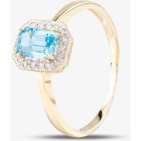 9Ct Yellow Gold Topaz 0.08Ct Diamond Cluster Ring DR1619YBT N